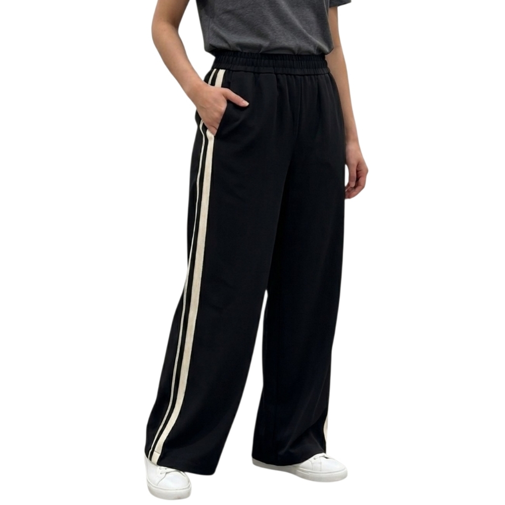 Zara Black Track Pants with White Side Stripes